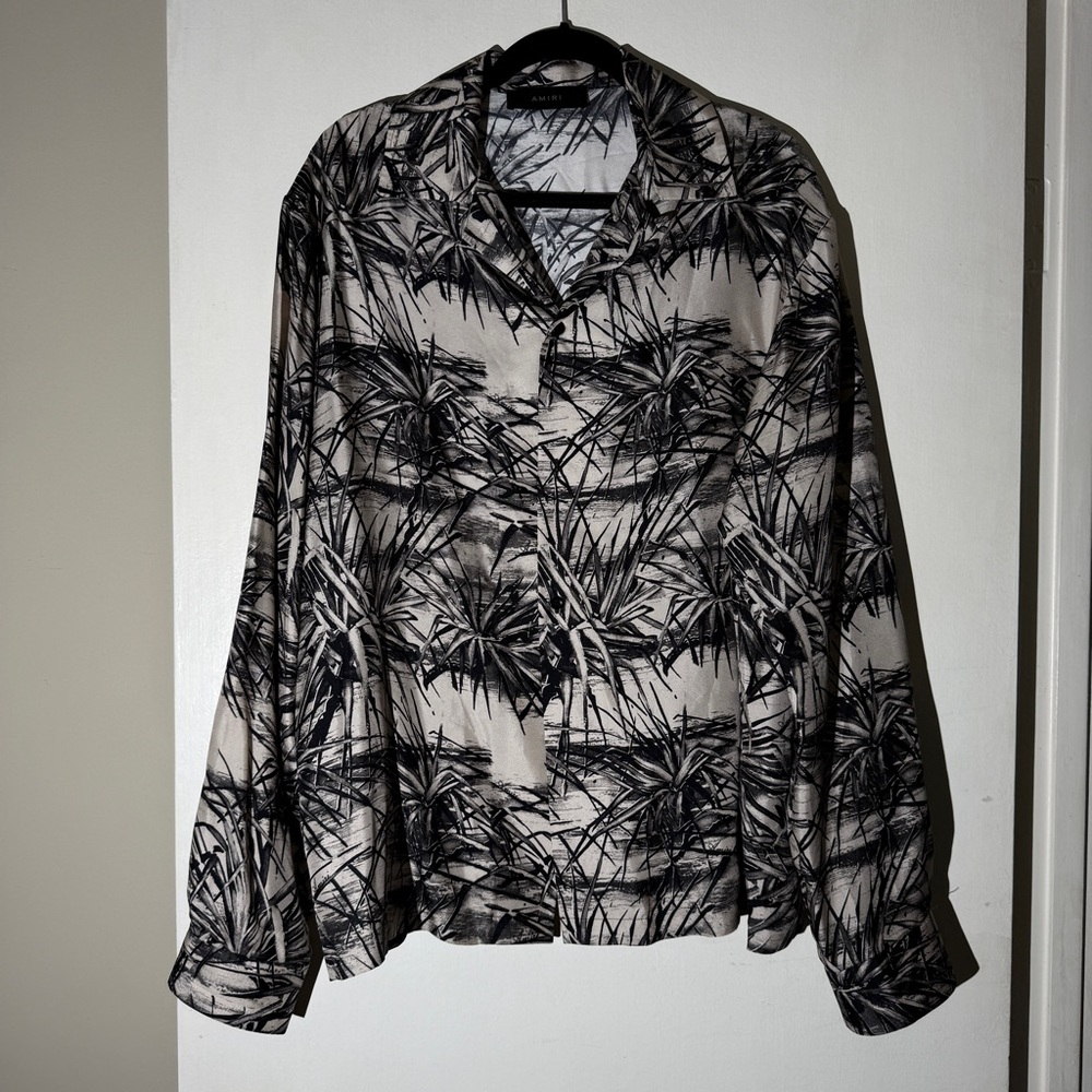 AMIRI Black & Beige Botanical Print Button-Down Shirt